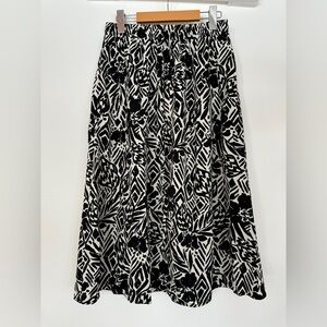 WITSMILE | Floral Pleated Midi Skirt | Elastic Waist Pleated A-Line Midi Skirt N